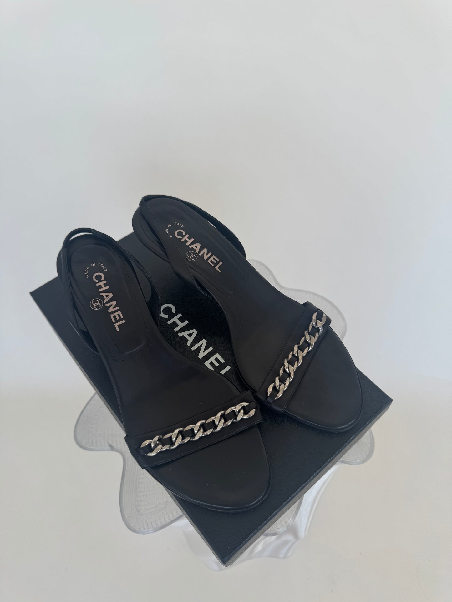 Chanel Slingbacks - Silver Chain (Full Set)