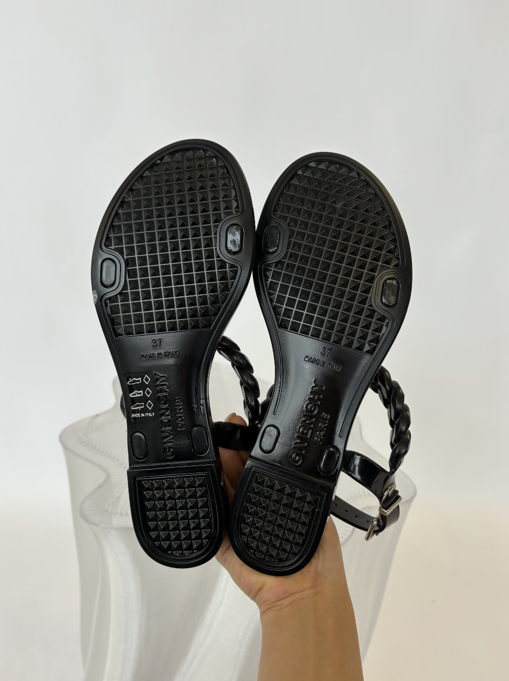 Givenchy Noir Jelly Chain Rope Sandals - FULL SET