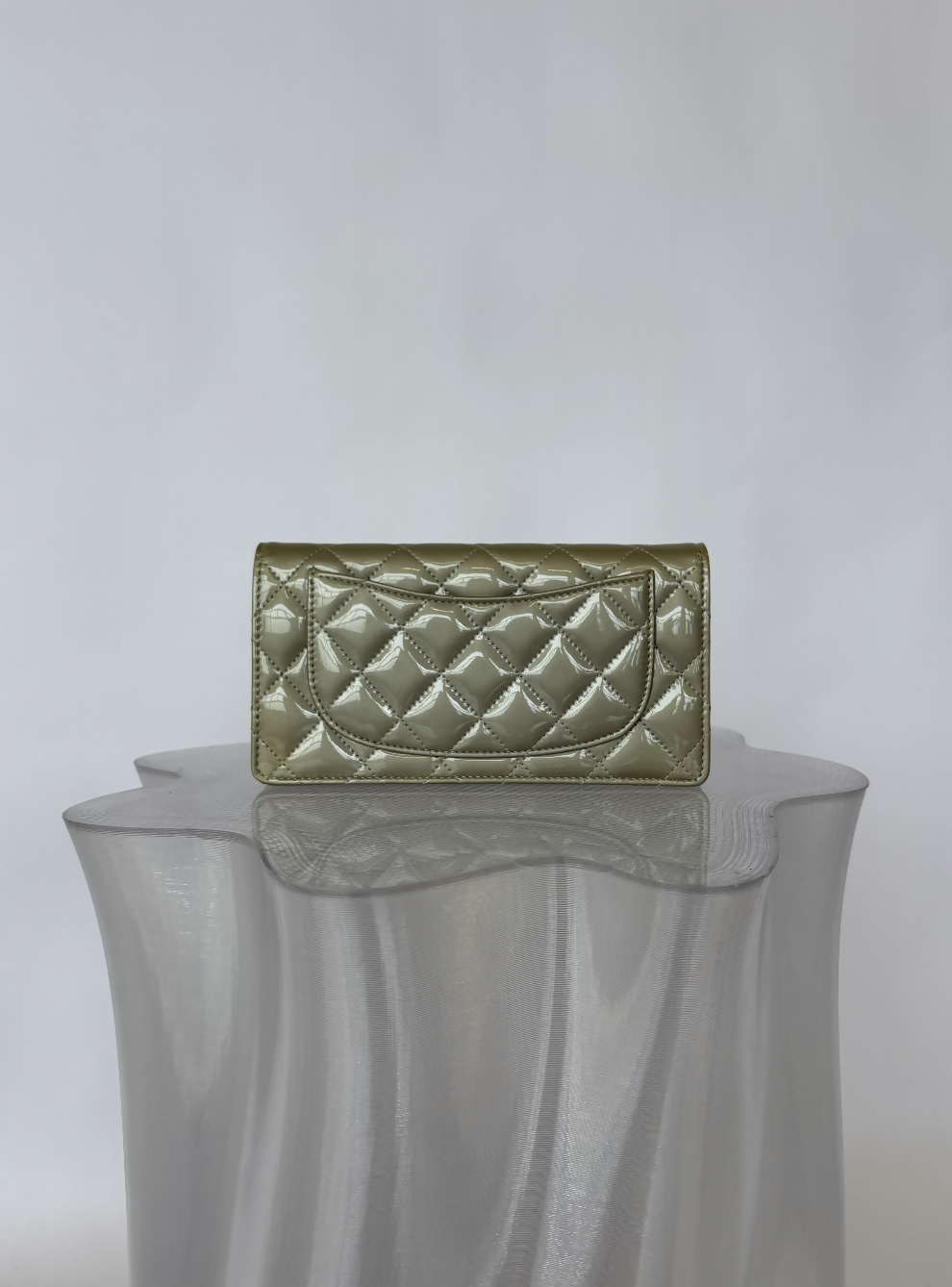 Chanel Matelassé Long Wallet in Gold Patent Leather - FULL SET