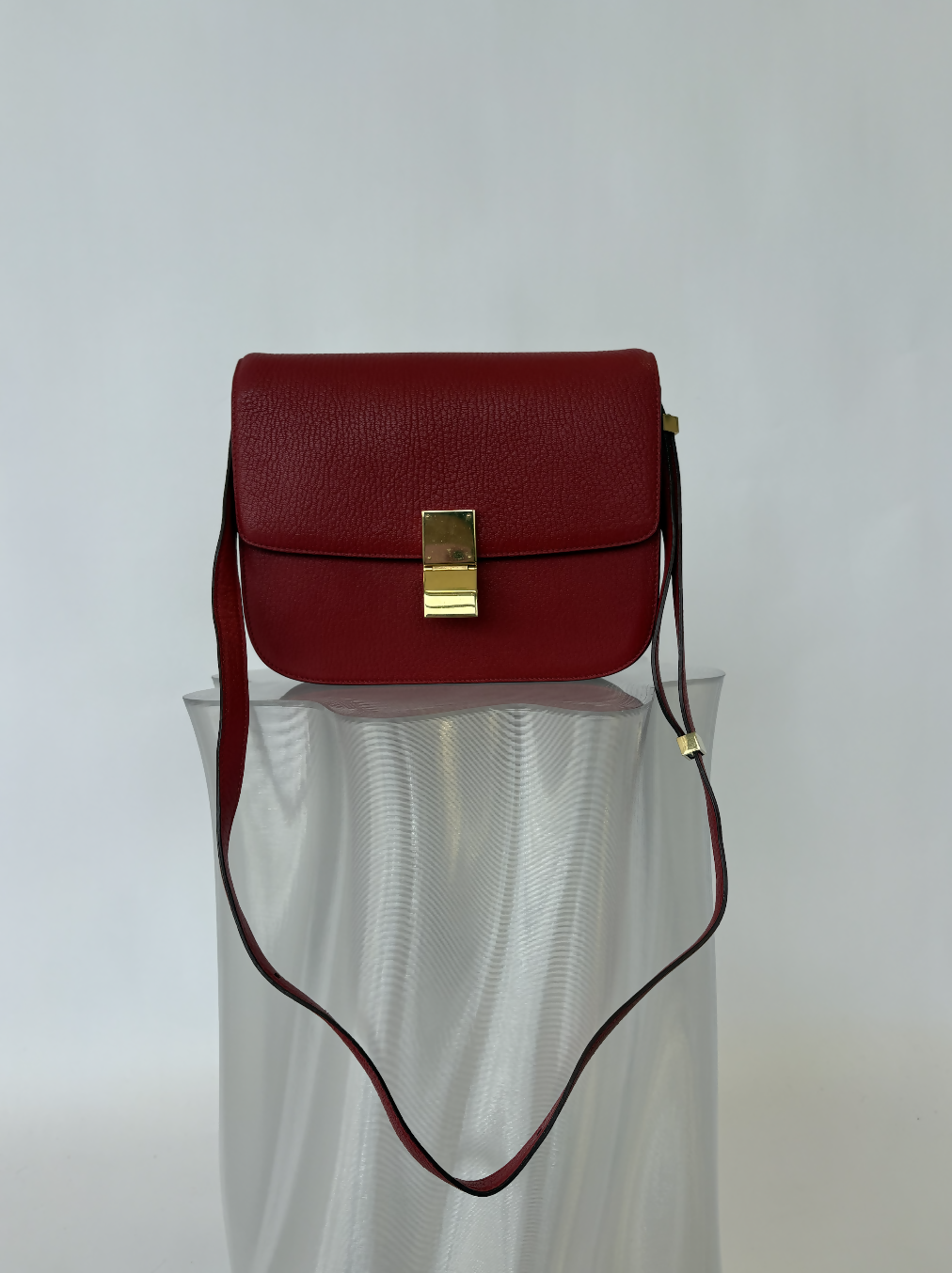 Celine Medium Classic Box Crossbody Bag in Red Leather