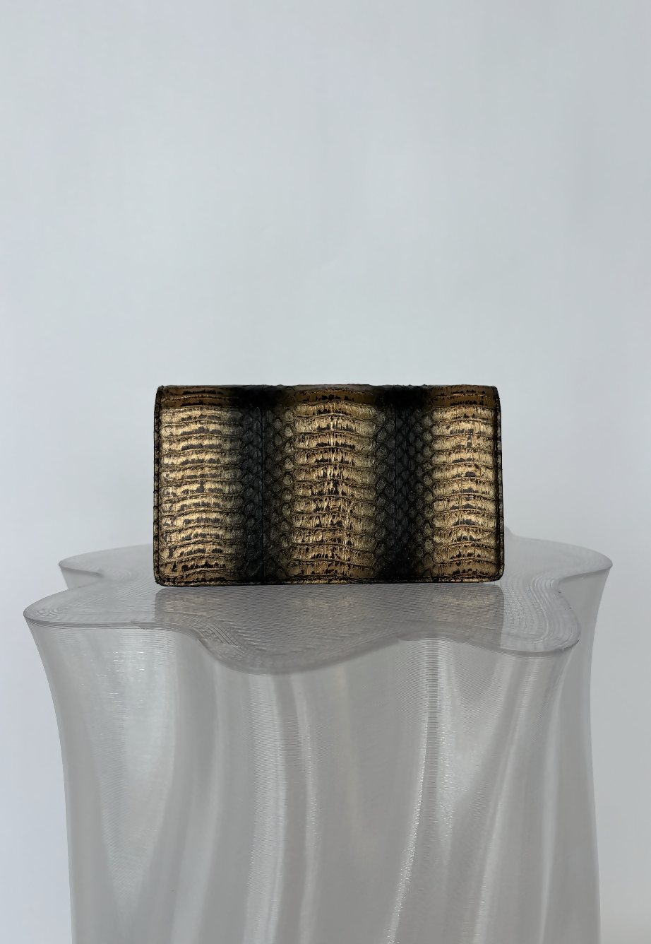 Chanel Black/Bronze Snakeskin CC Yen Wallet - FULL SET