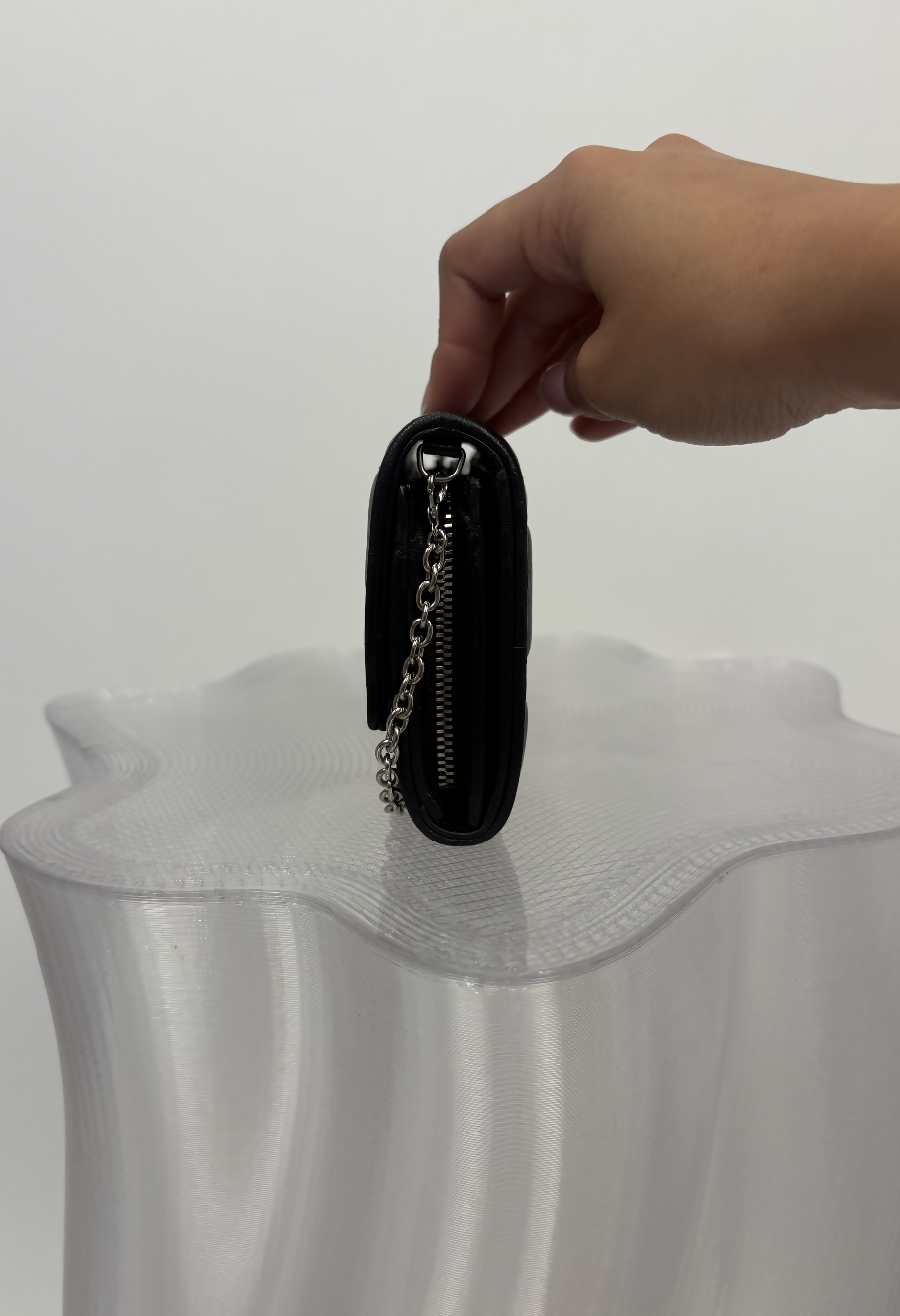 Christian Dior Lady Dior Voyageur Wallet on Chain in Black Lambskin - FULL SET