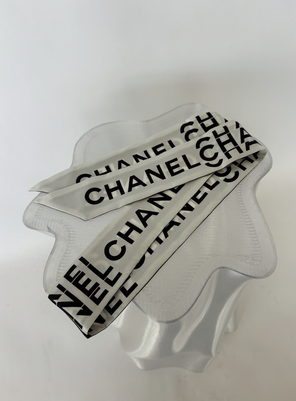 Chanel Silk Logo Slim Bandeau Scarf - FULL SET