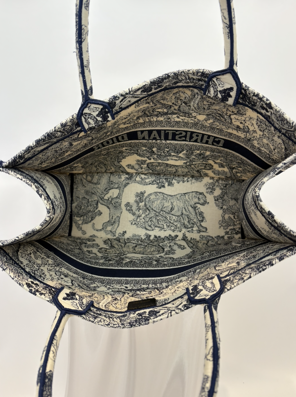 Dior Book Tote in Blue and Ecru Toile de Jouy Embroidery