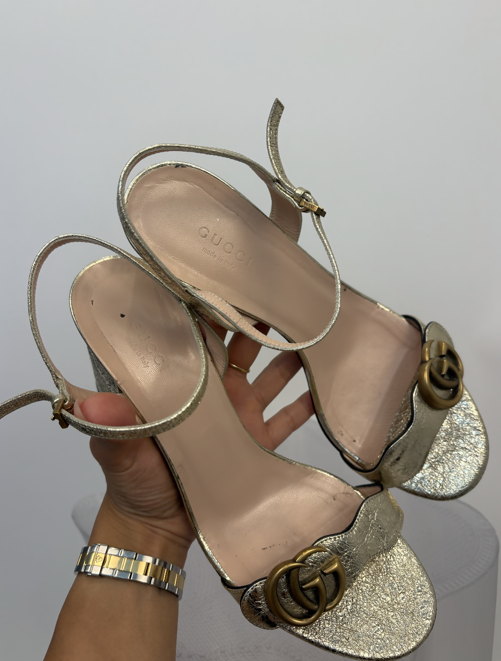 Gucci Metallic Laminated Leather High Heels