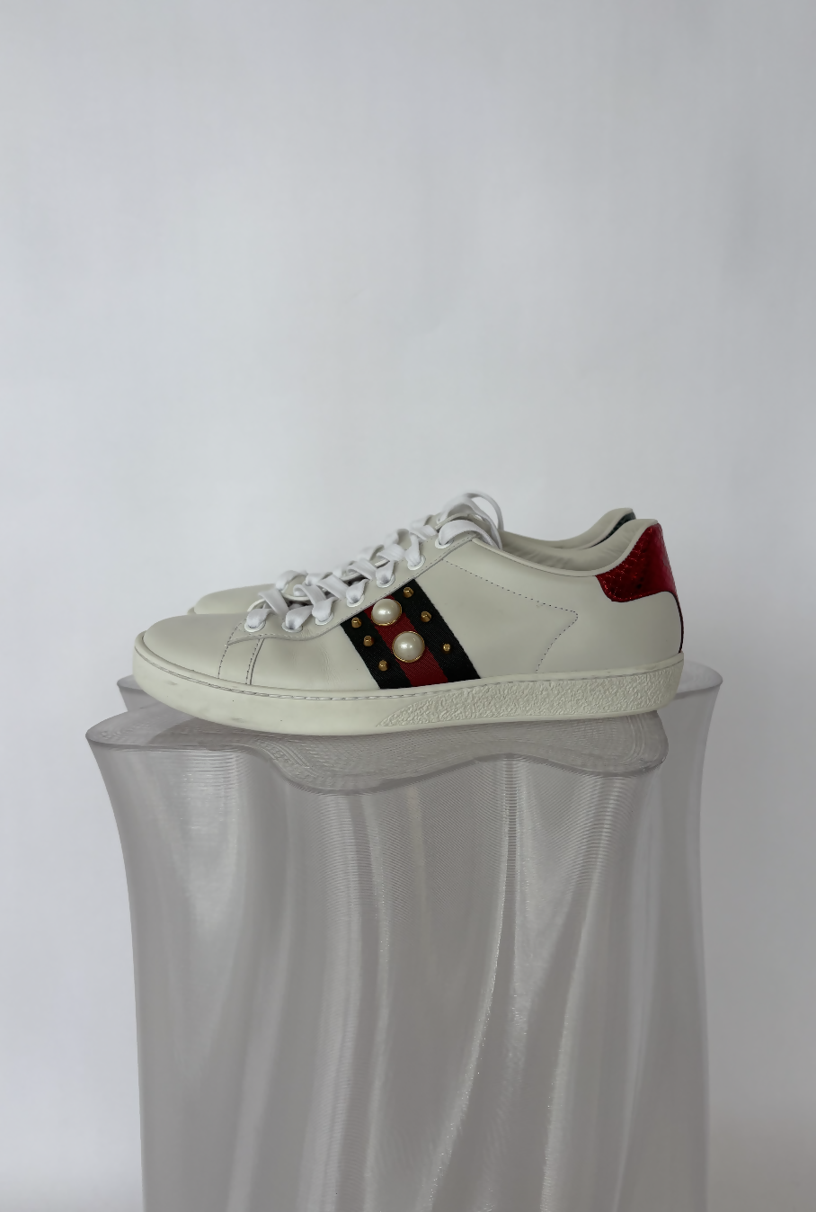 Gucci “New Ace” Pearl Stud Sneakers