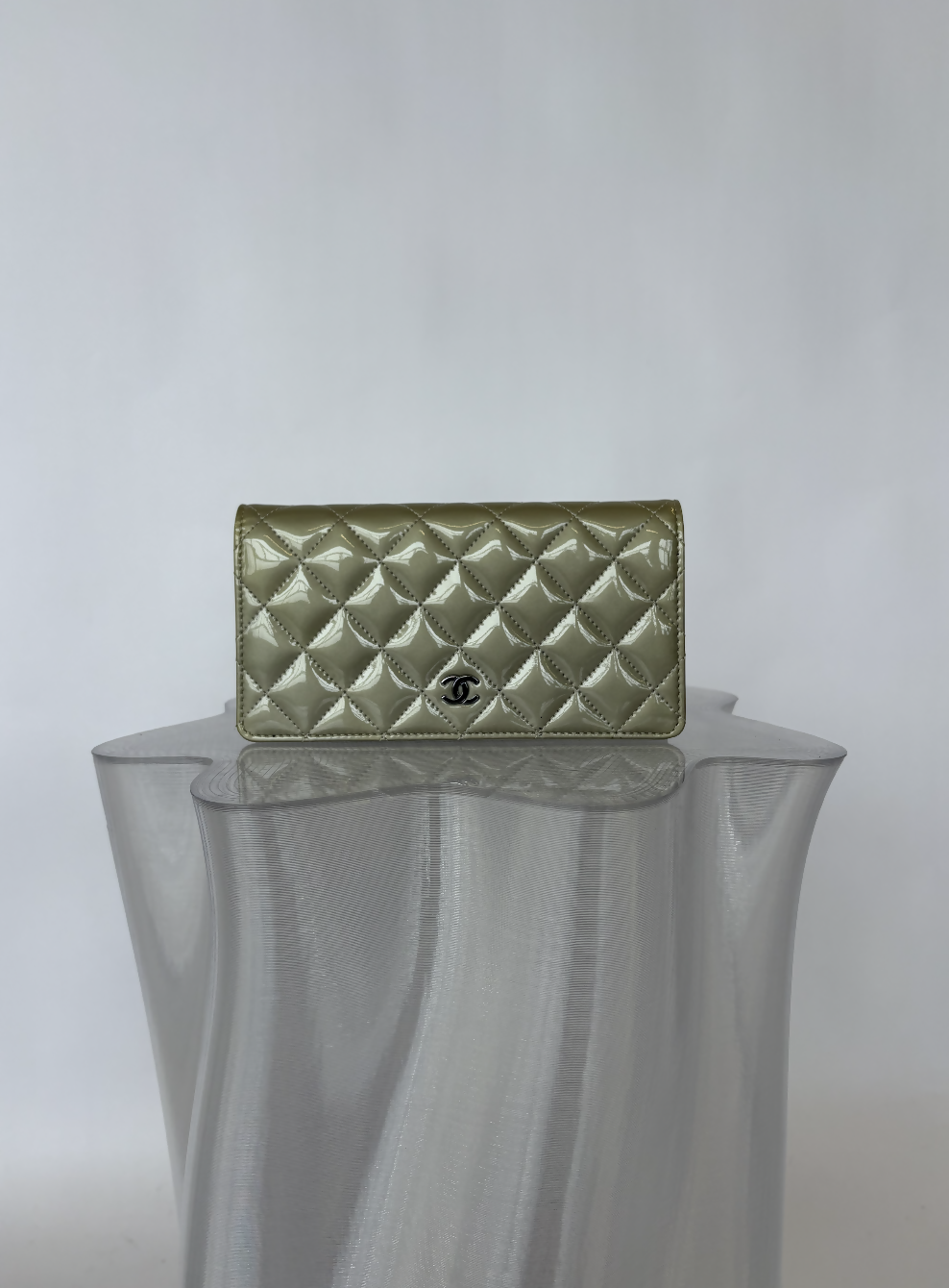 Chanel Matelassé Long Wallet in Gold Patent Leather - FULL SET