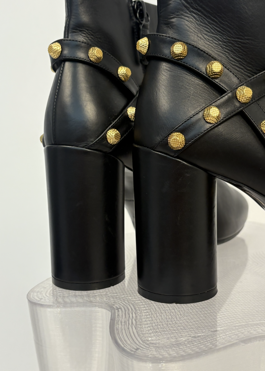 Balenciaga Black Studded Ankle Boot