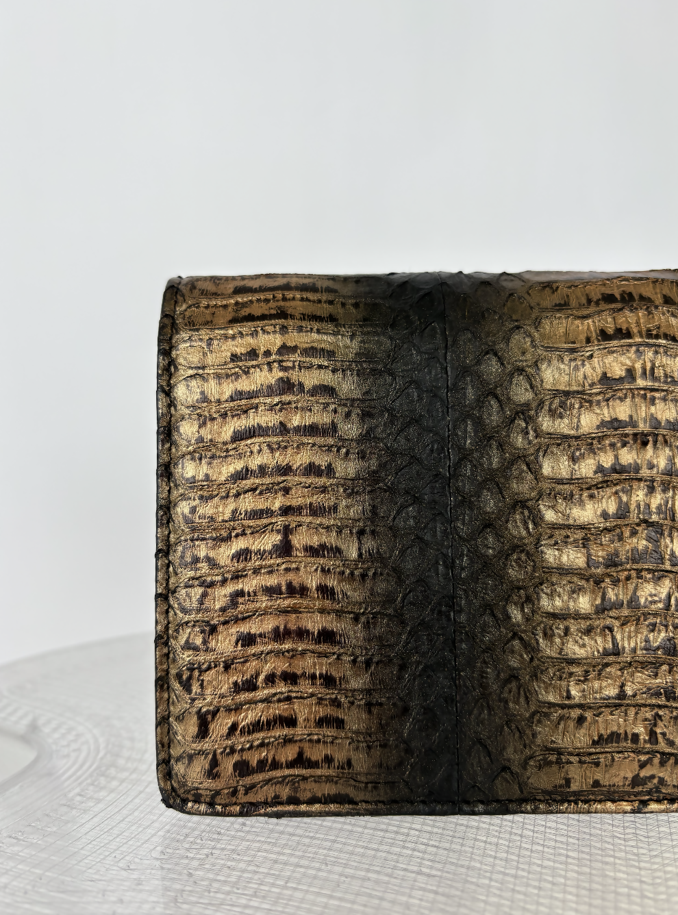 Chanel Black/Bronze Snakeskin CC Yen Wallet - FULL SET