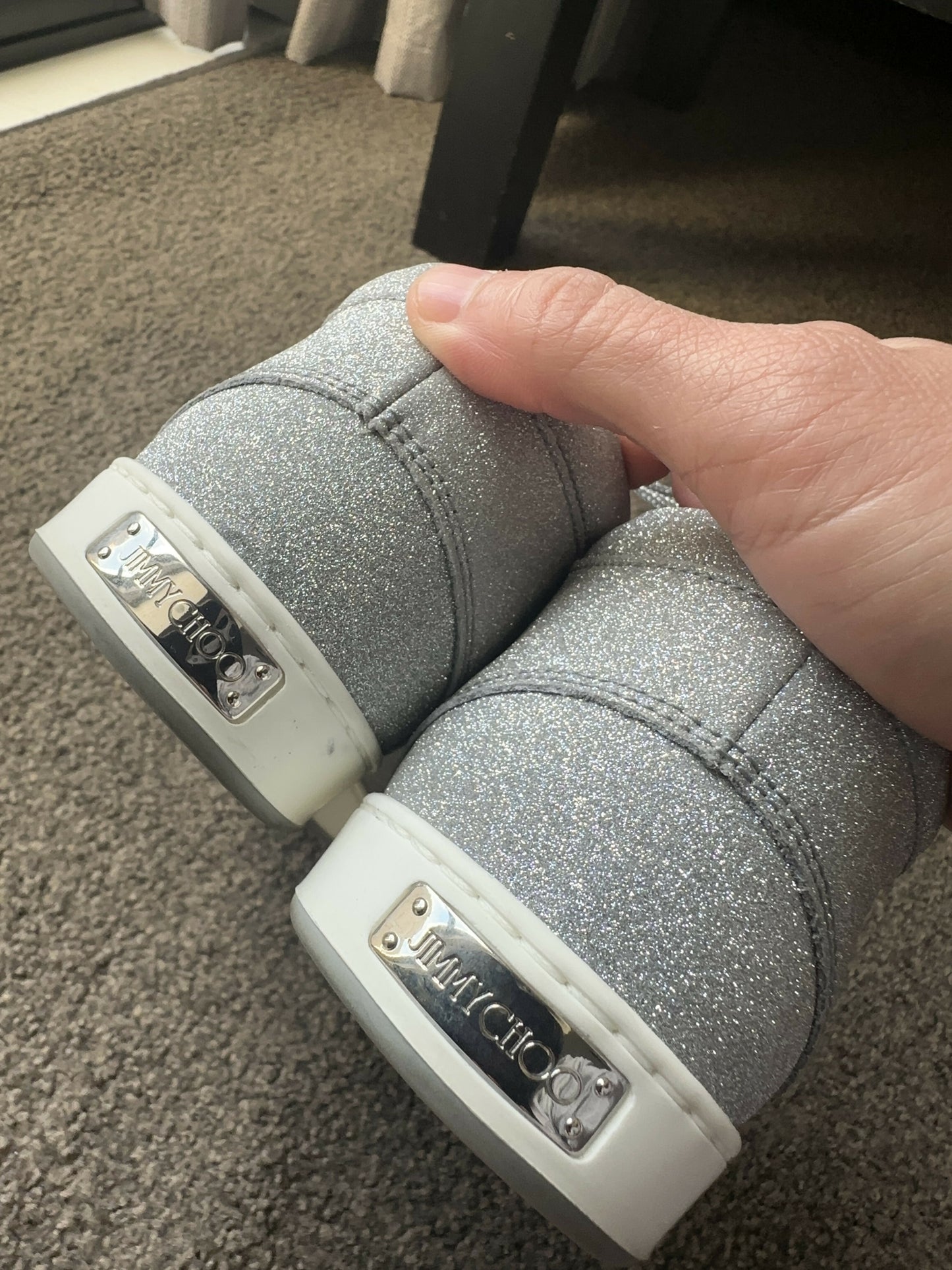 Jimmy Choo Silver Glitter Sneakers