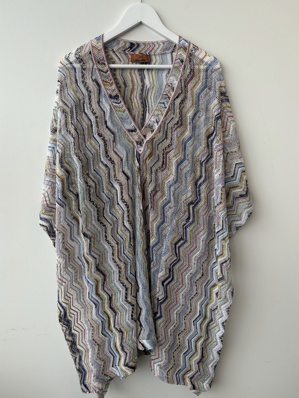 Missoni Zigzag Crochet Short Kaftan Cover-Up with Lurex