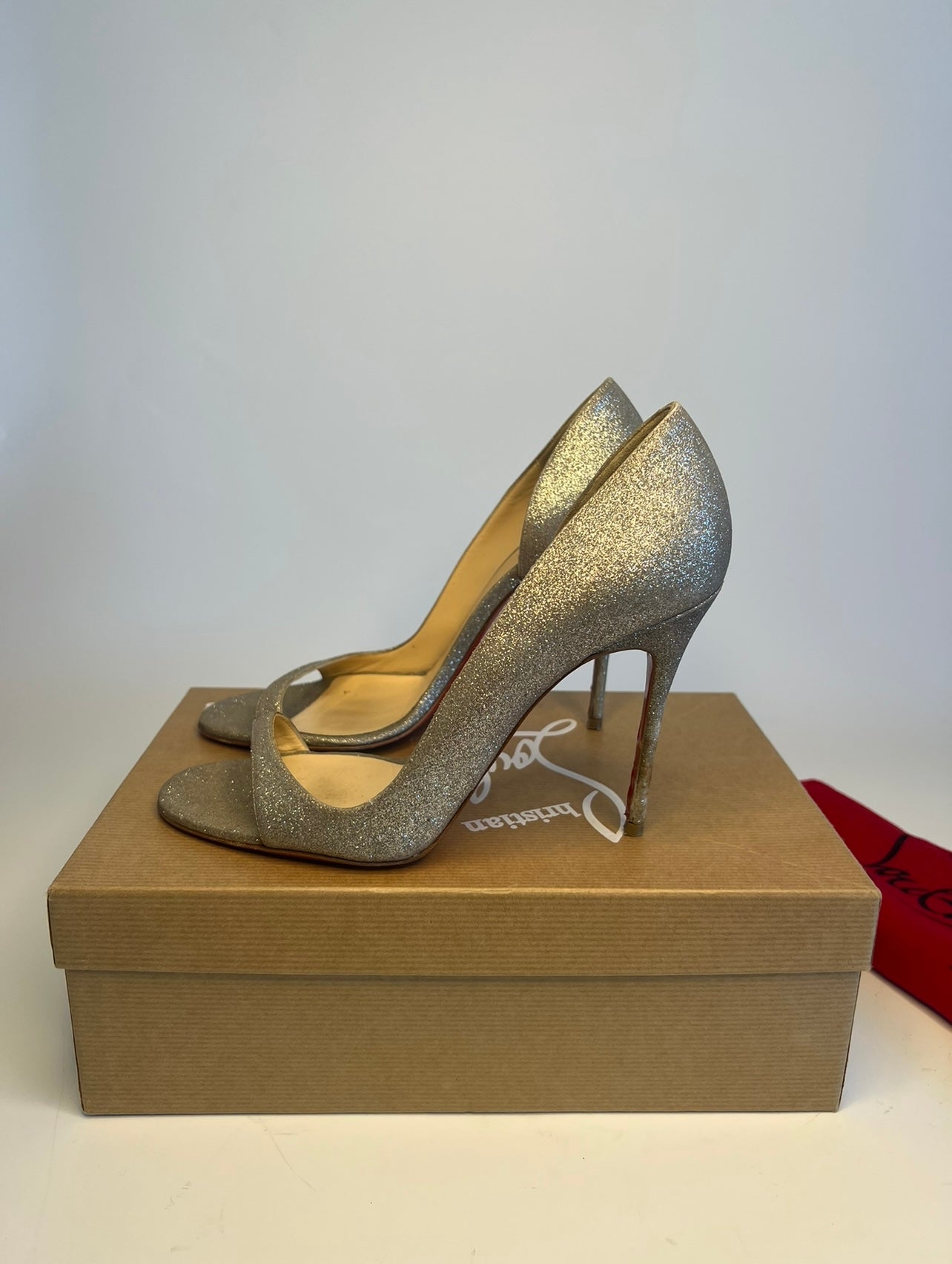 Christian Louboutin Women's Metallic Toboggan Glitter Leather Sandals