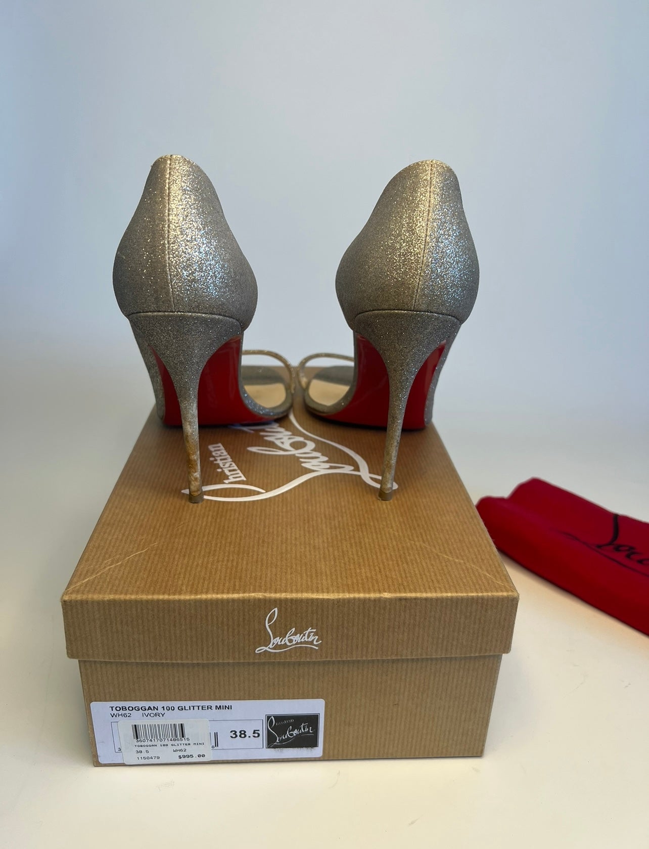 Christian Louboutin Women's Metallic Toboggan Glitter Leather Sandals
