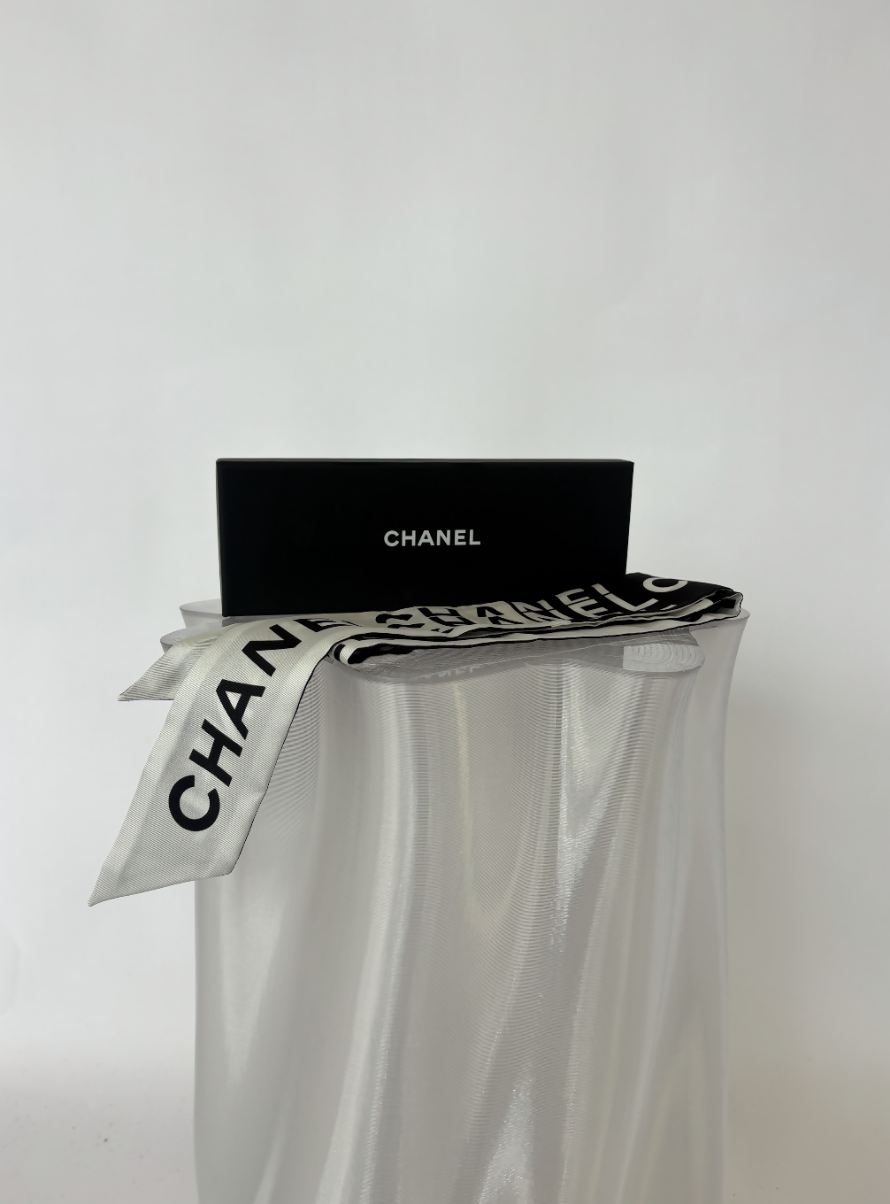 Chanel Silk Logo Slim Bandeau Scarf - FULL SET