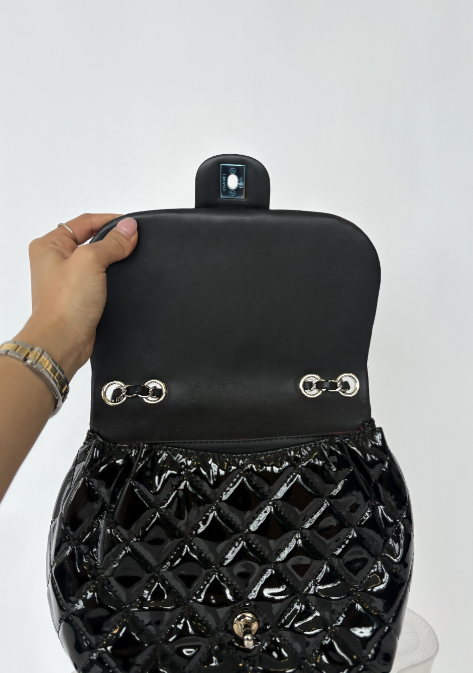 Chanel Patent Bubble Quilted Medium Calfskin Bag