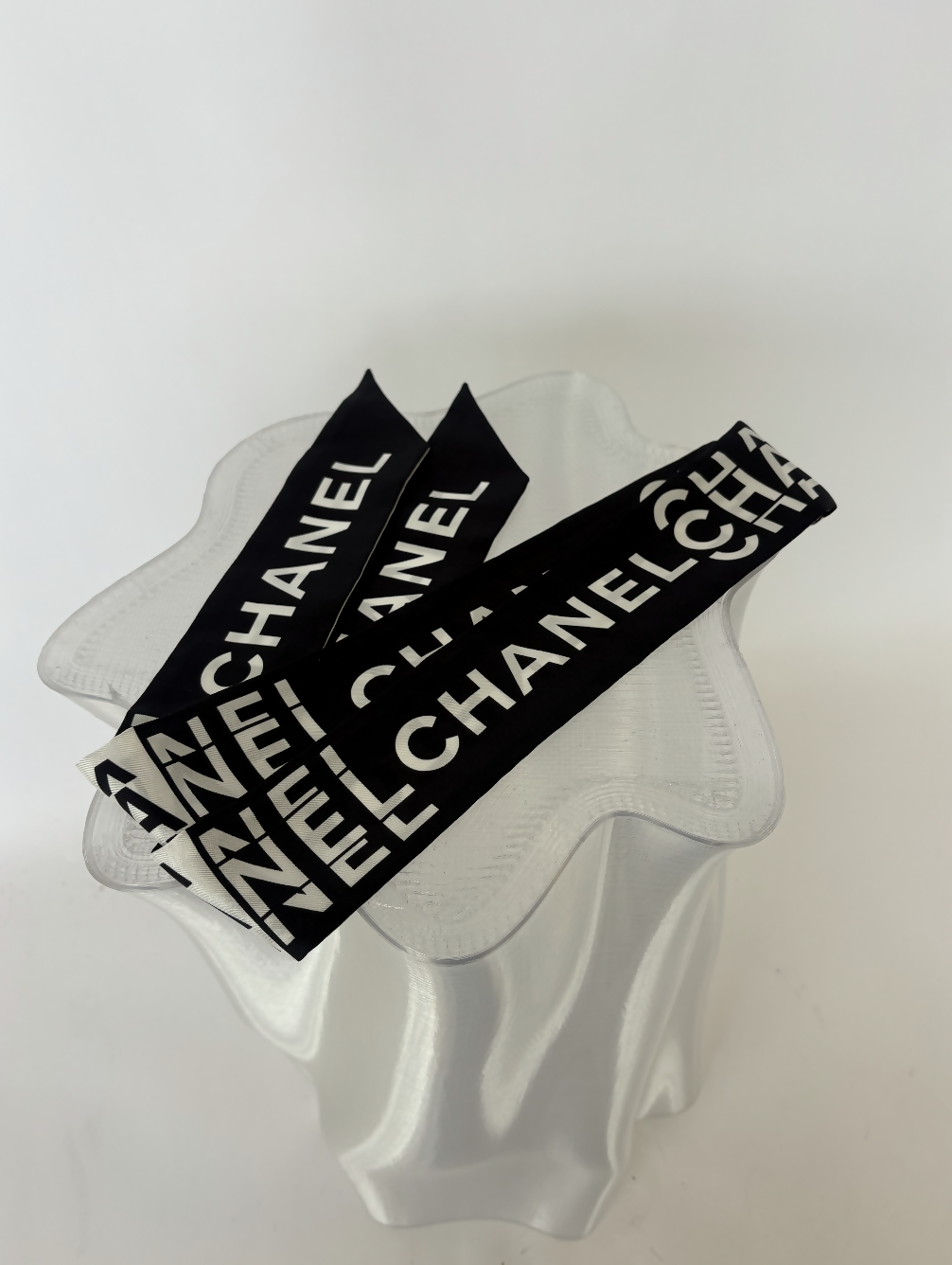 Chanel Silk Logo Slim Bandeau Scarf - FULL SET