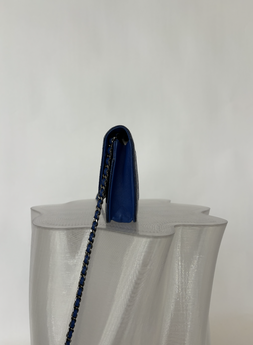 Chanel Blue Quilted Patent Leather WOC Clutch Bag