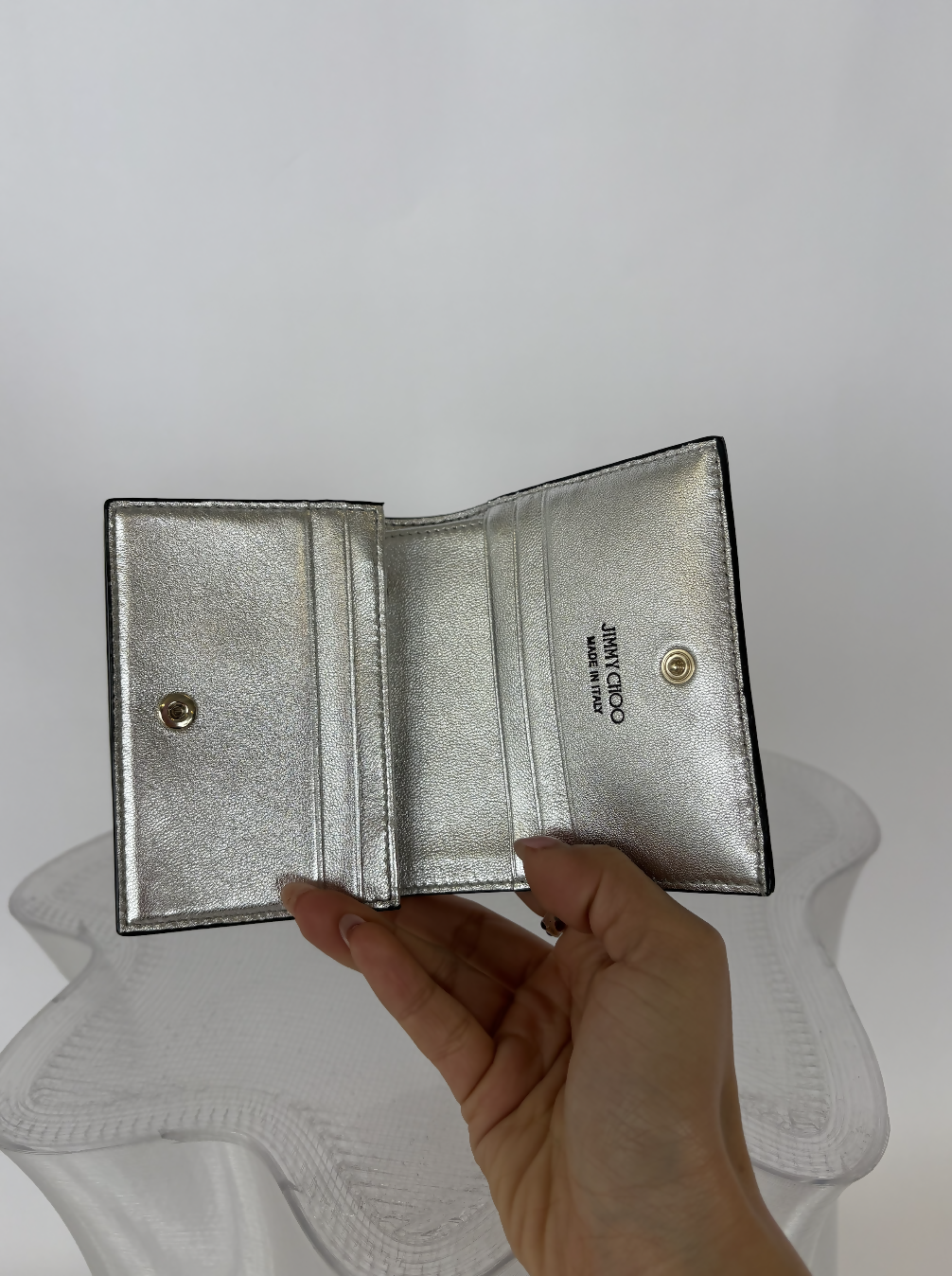 Jimmy Choo Hanne Wallet in Metallic Crocodile-Embossed Calfskin