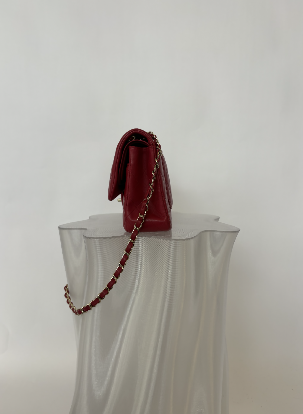 Chanel Medium Double Flap in Red Lambskin with Gold Hardware - FULL SET