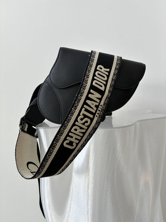 Christian Dior Ultra Matte Calfskin Saddle Belt Bag Black