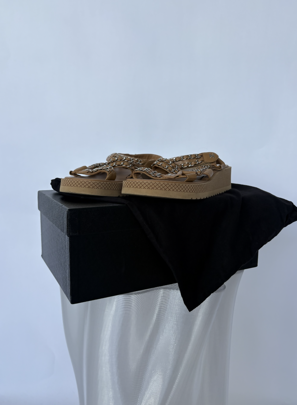 Beige Chanel Dad Chain Sandals - FULL SET