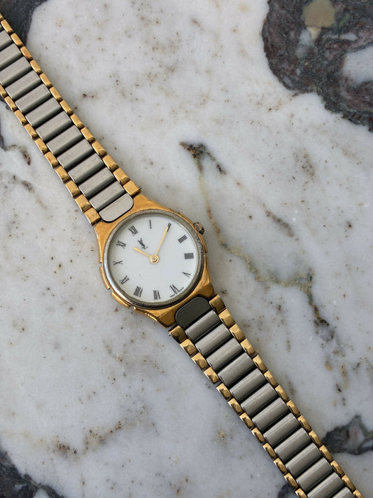 Yves Saint Laurent Bi-Tone Roman Dial Watch