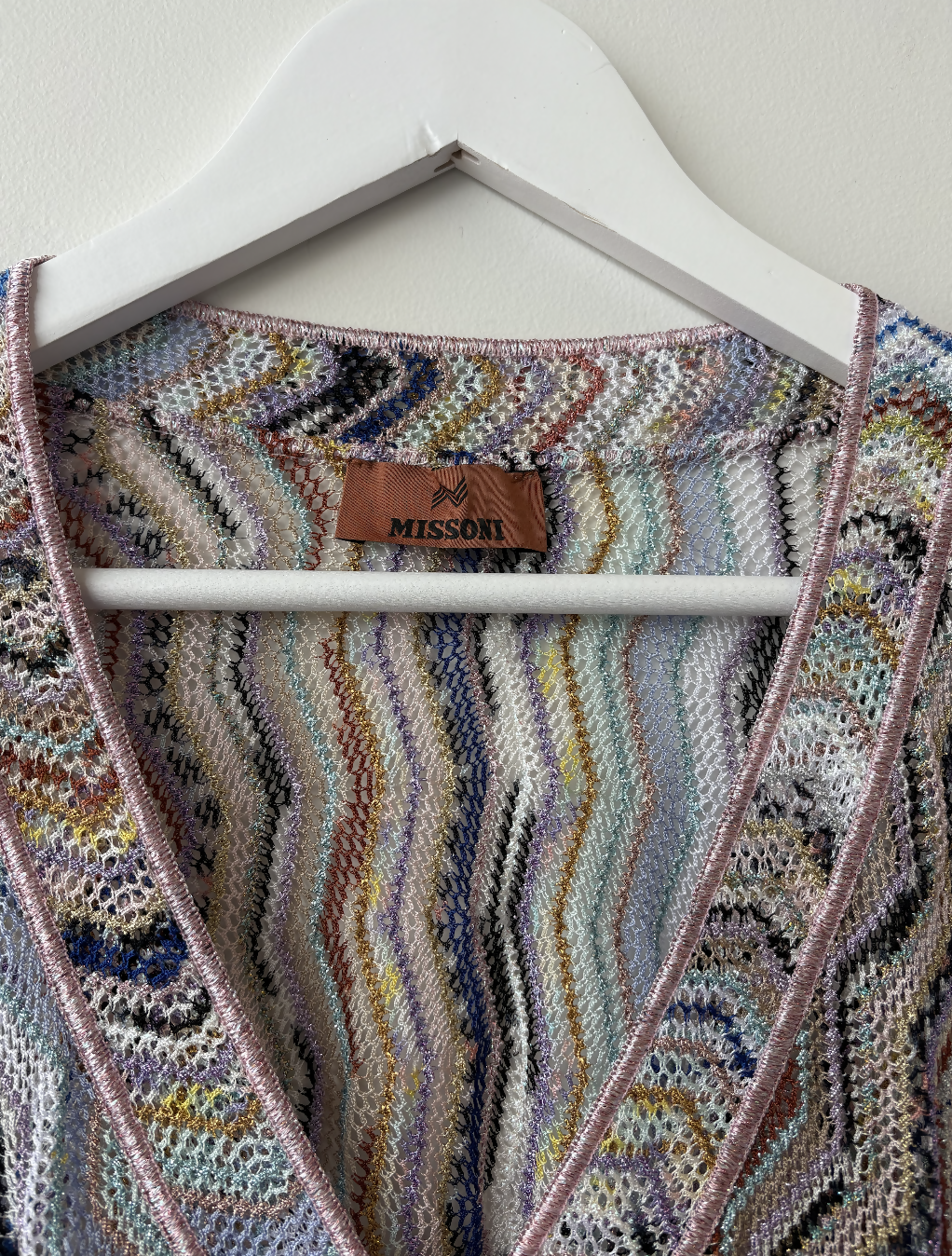 Missoni Zigzag Crochet Short Kaftan Cover-Up with Lurex