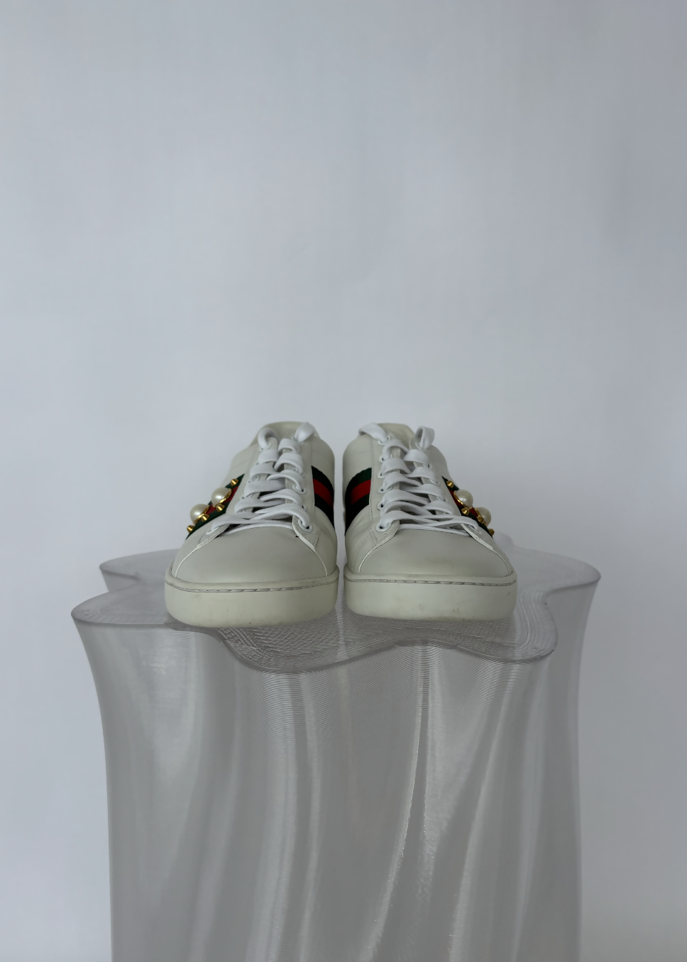 Gucci “New Ace” Pearl Stud Sneakers
