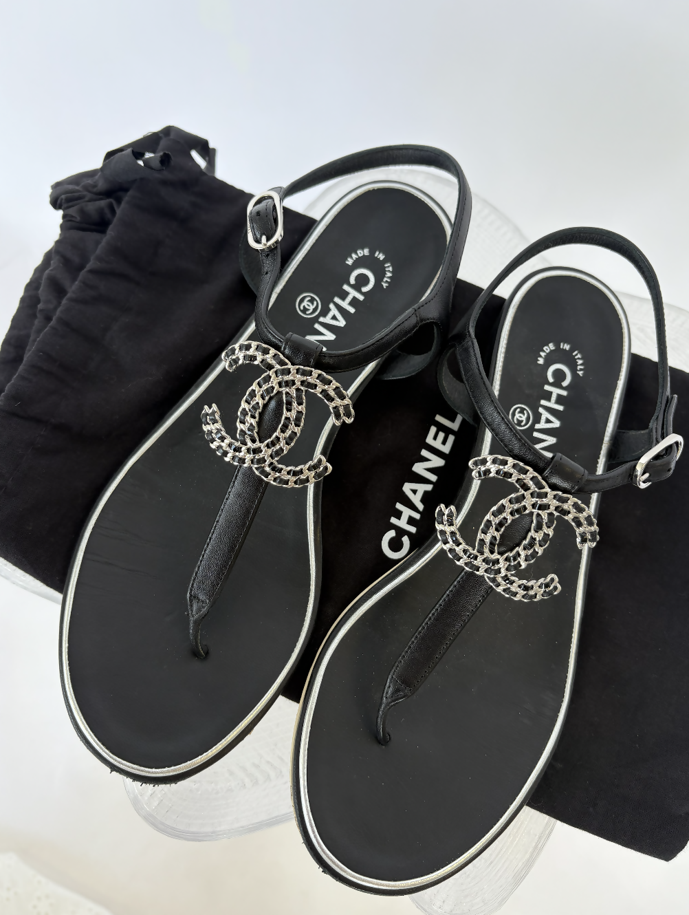 Chanel Chain CC Thong Sandals