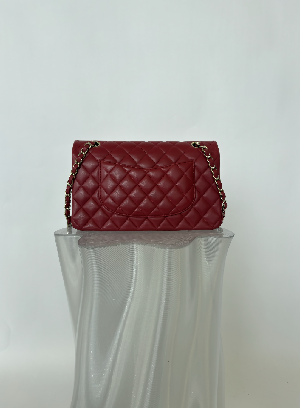 Chanel Medium Double Flap in Red Lambskin with Gold Hardware - FULL SET