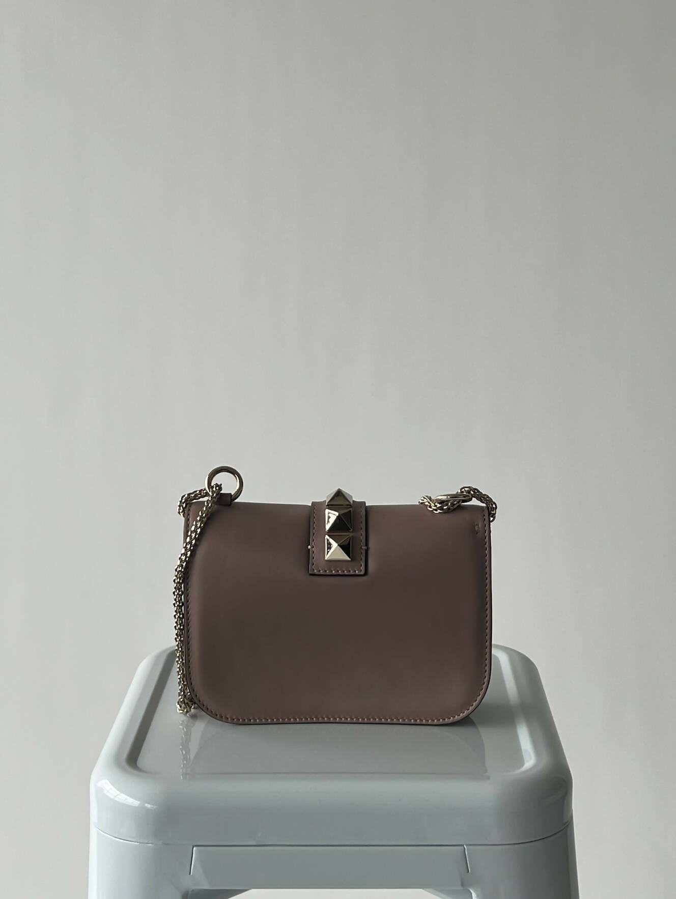 Valentino Garavani Small Glam Lock Pink Leather Crossbody Bag
