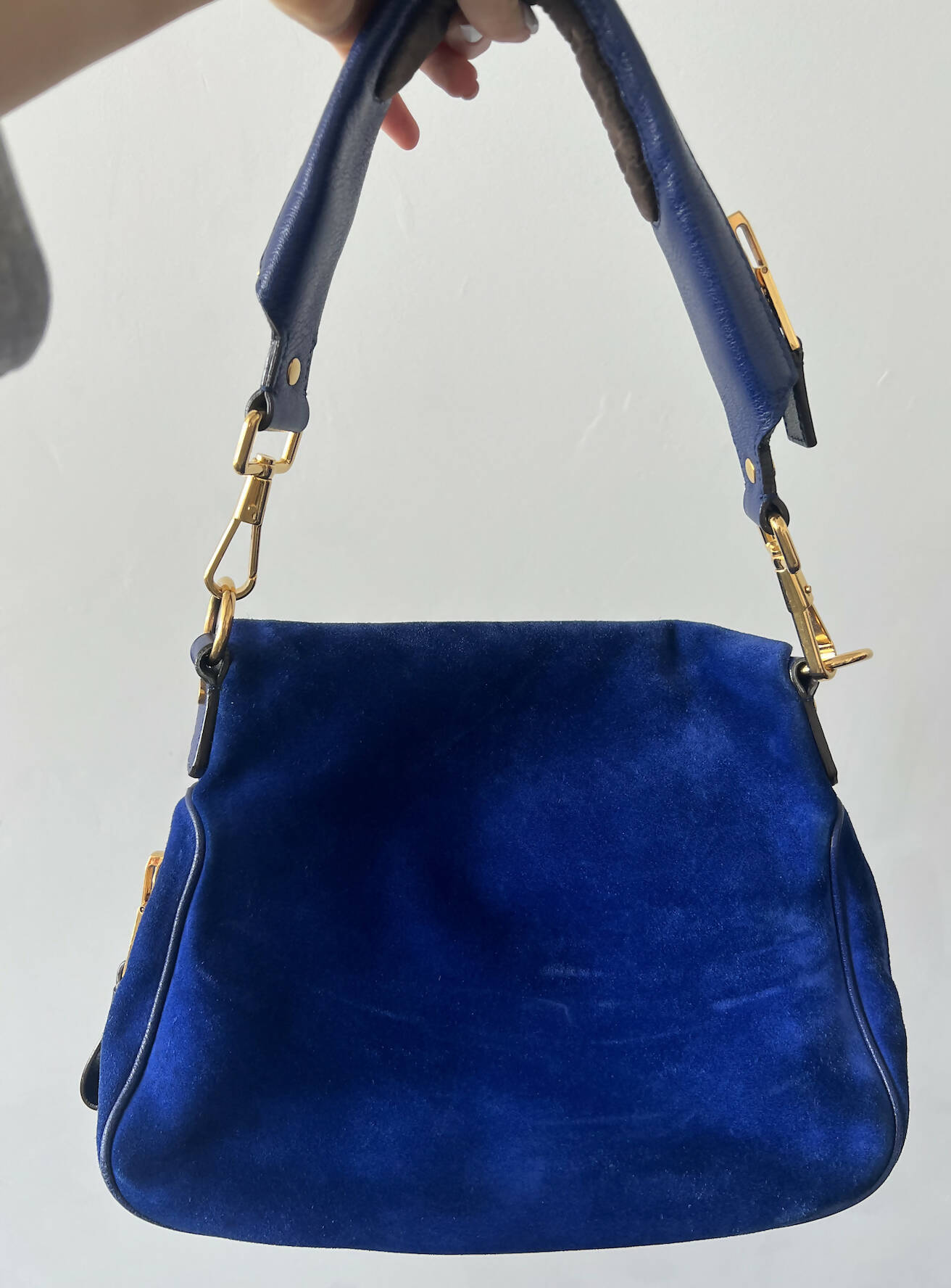 Tom Ford Blue Suede and Leather Large Jennifer Shoulder Bag