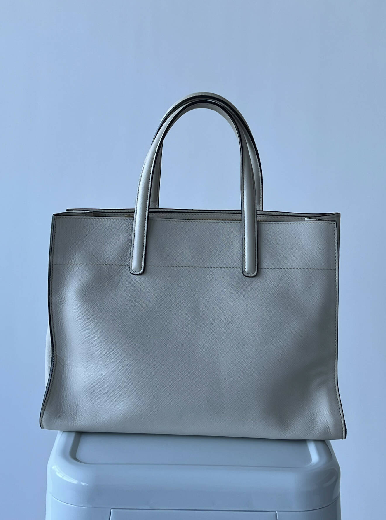 White Prada Leather Tote