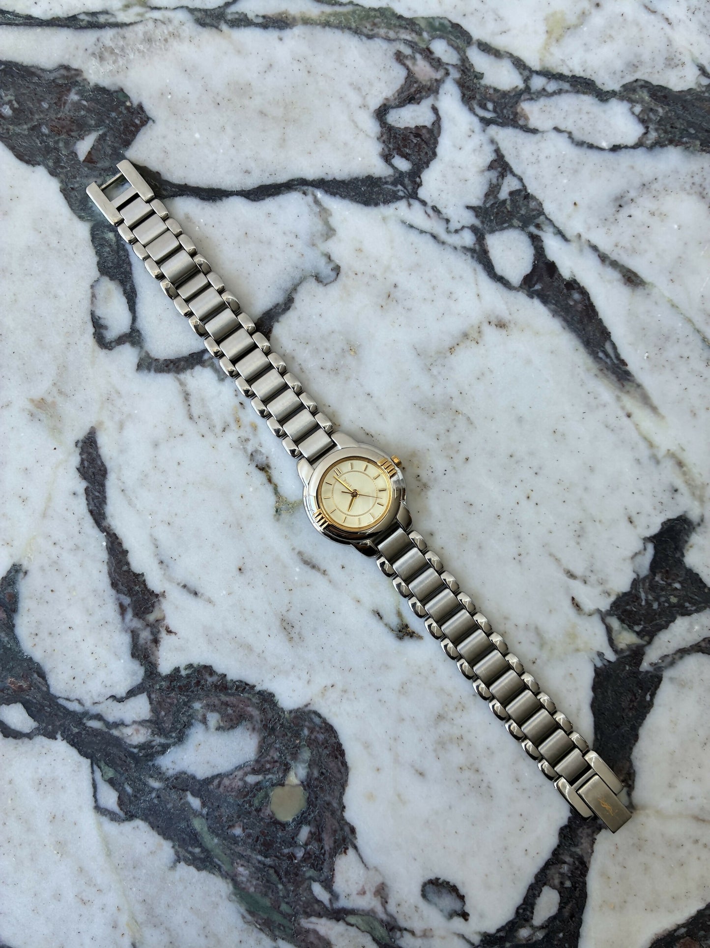 Yves Saint Laurent Bi-Tone Sunburst Dial Watch
