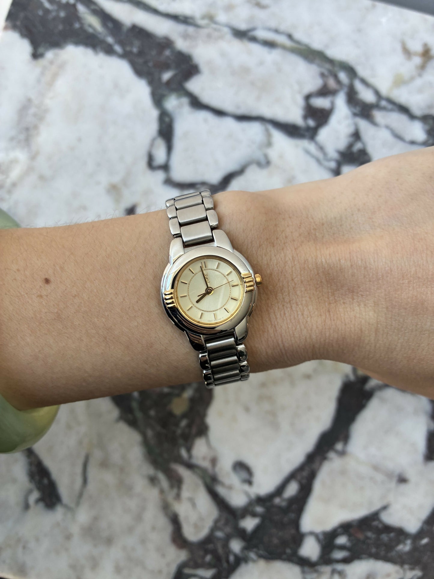 Yves Saint Laurent Bi-Tone Sunburst Dial Watch