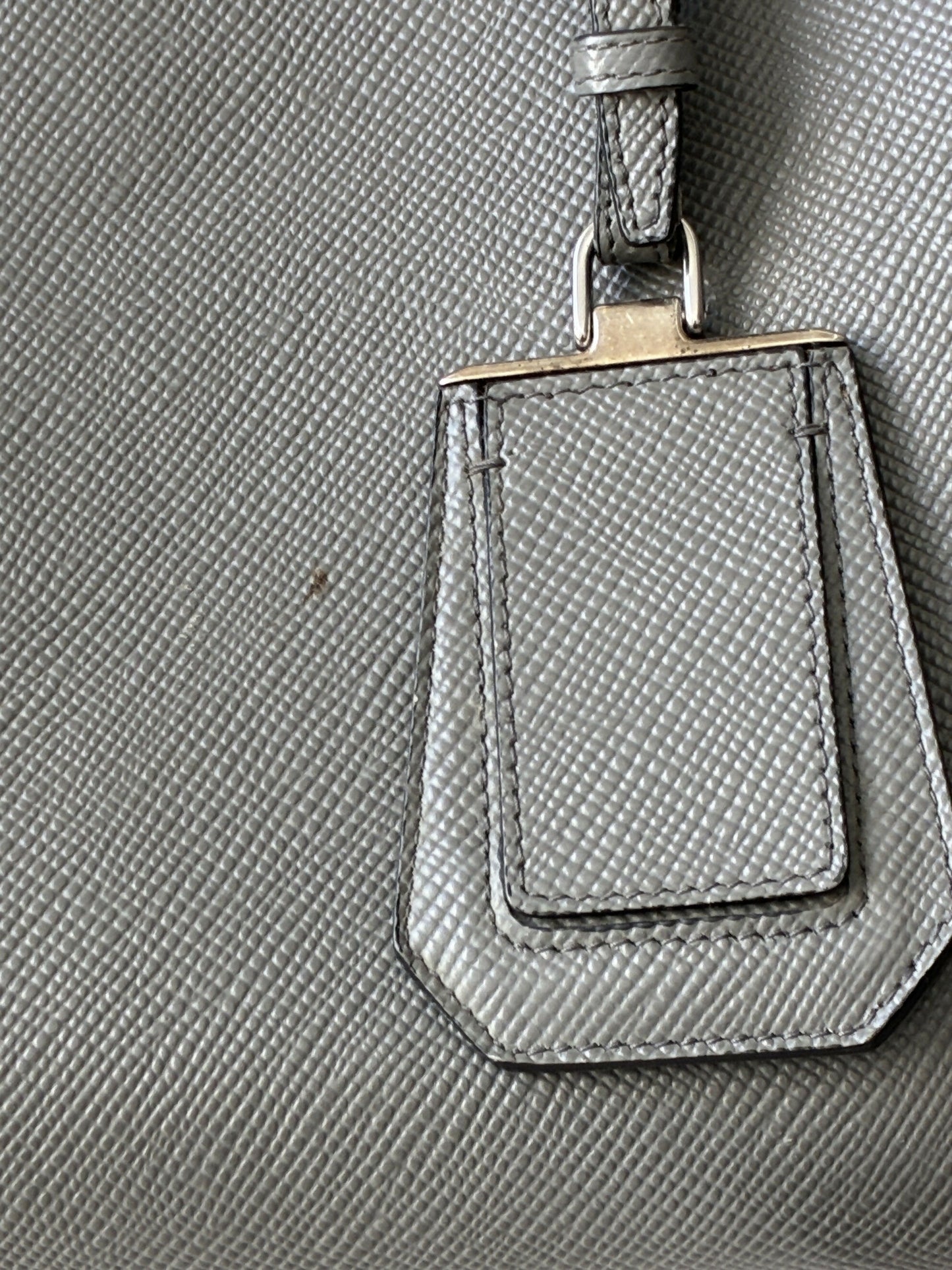 Prada Medium Saffiano Cuir Double Bag in Grey Leather