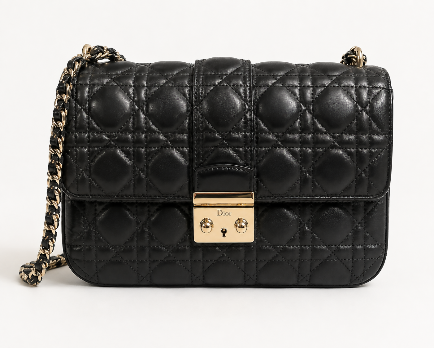 Christian Dior New Lock Medium Shoulder Bag – Black Cannage Lambskin
