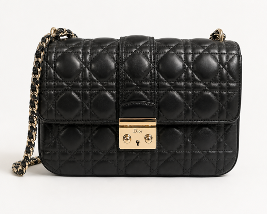 Christian Dior New Lock Medium Shoulder Bag – Black Cannage Lambskin