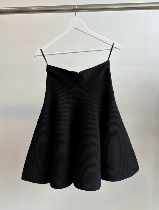 Alaïa A-Line Flared Ribbed Skirt in Black