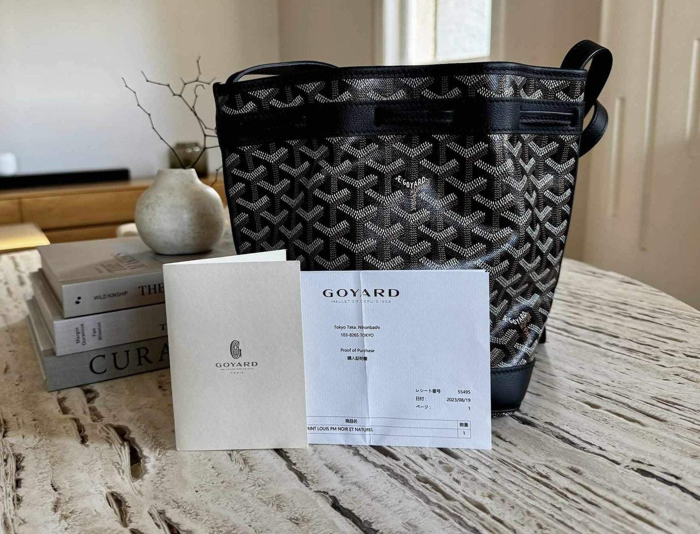 Goyard Petit Flot Bucket Bag Goyardline Canvas Black SHW