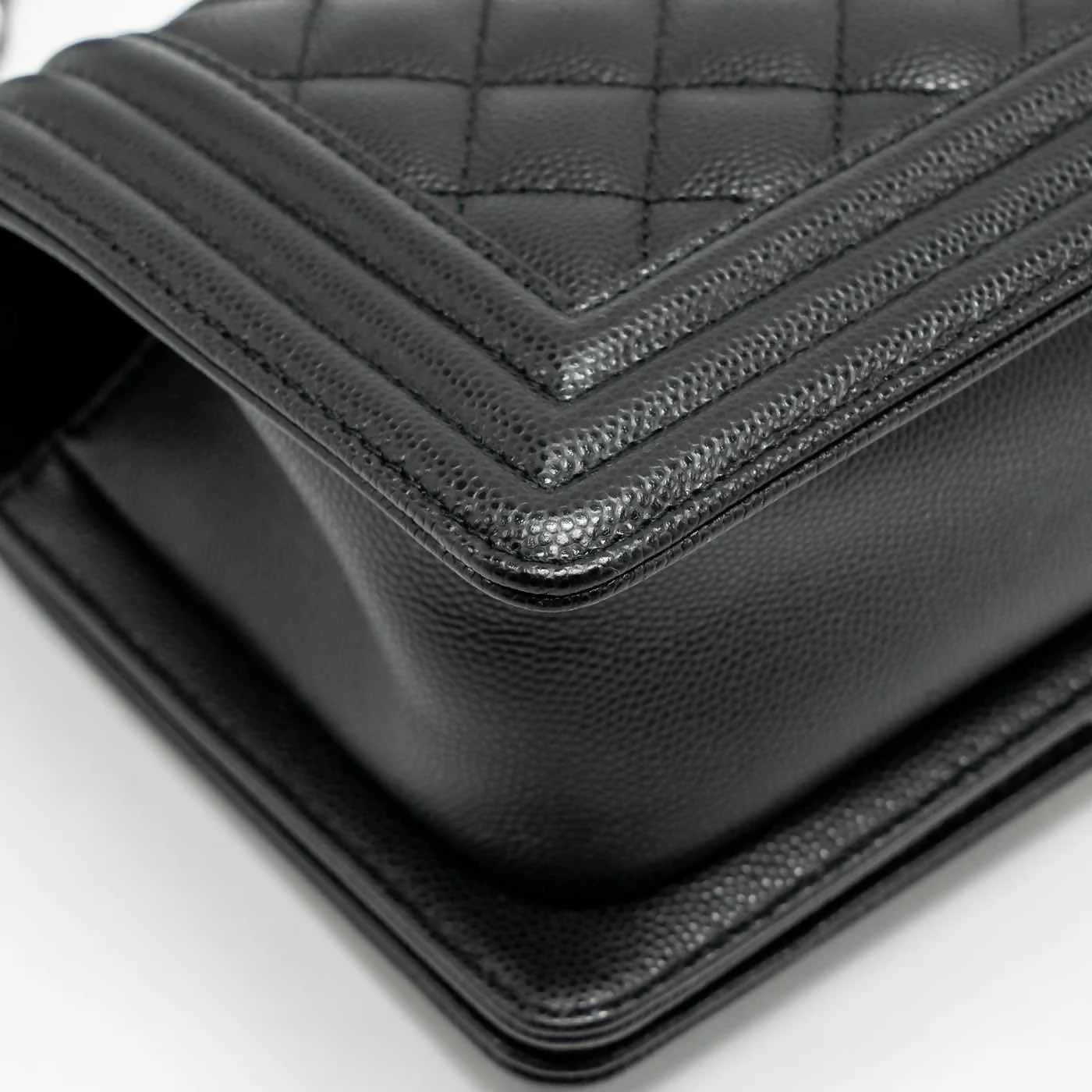 Chanel Small Boy Bag Caviar Black SHW (Microchip)