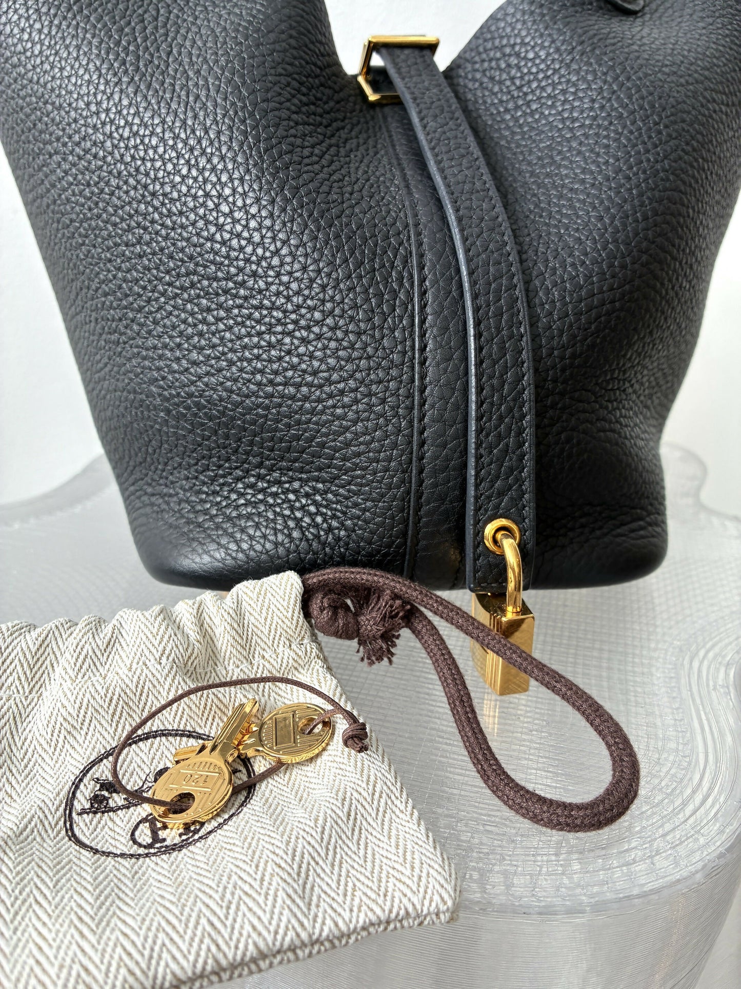 Hermès Picotin Lock 18, Noir Taurillon Clémence - FULL SET