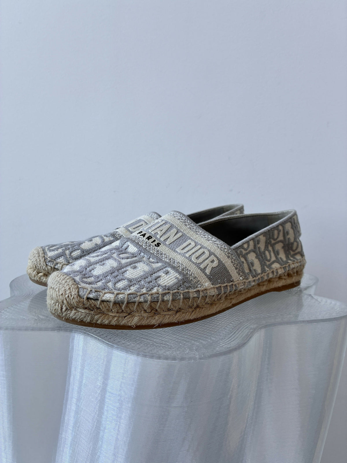 Christian Dior Oblique Granville Espadrille in Grey Stone