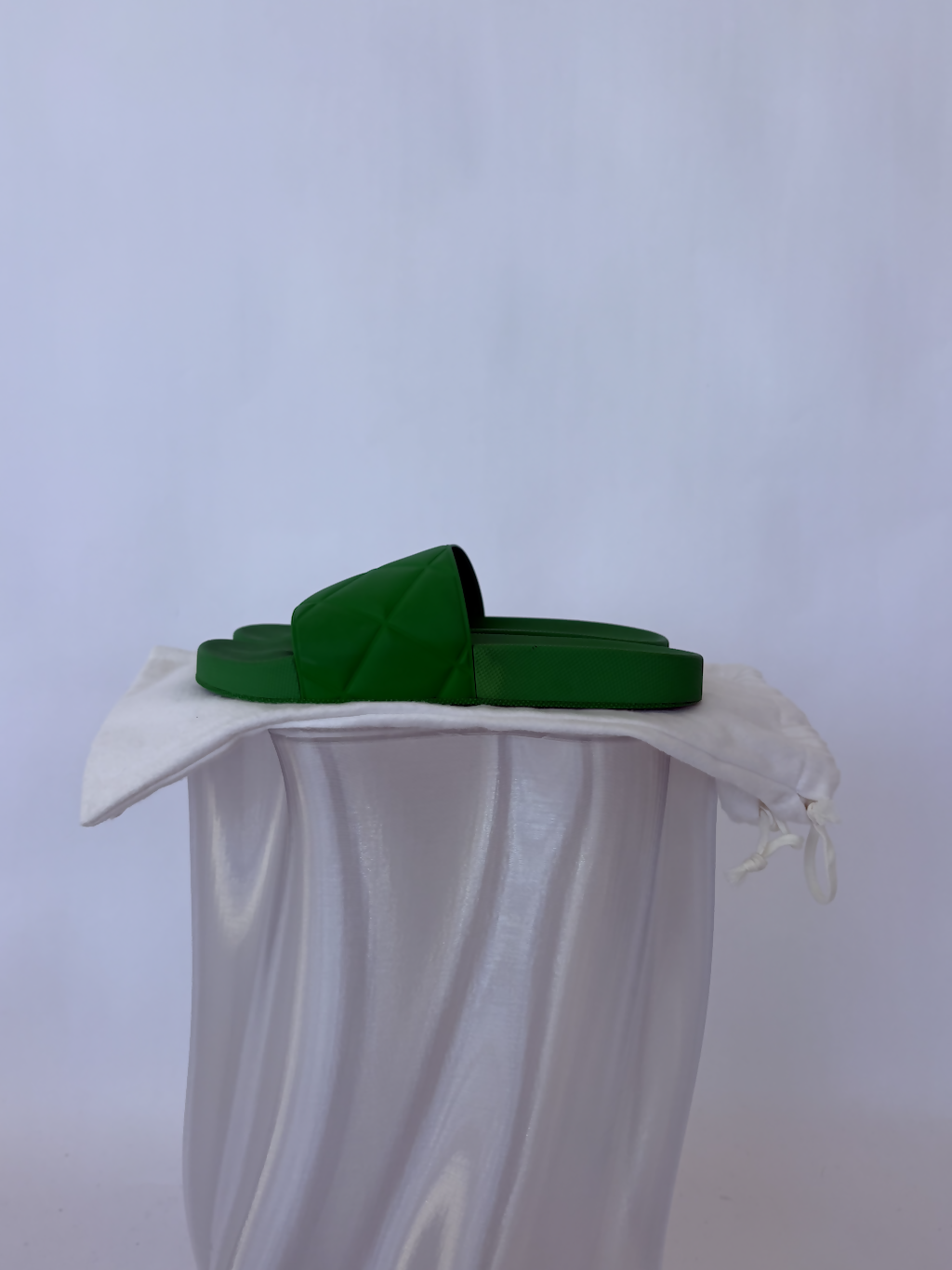 Bottega Veneta Green Rubber Pool Slides