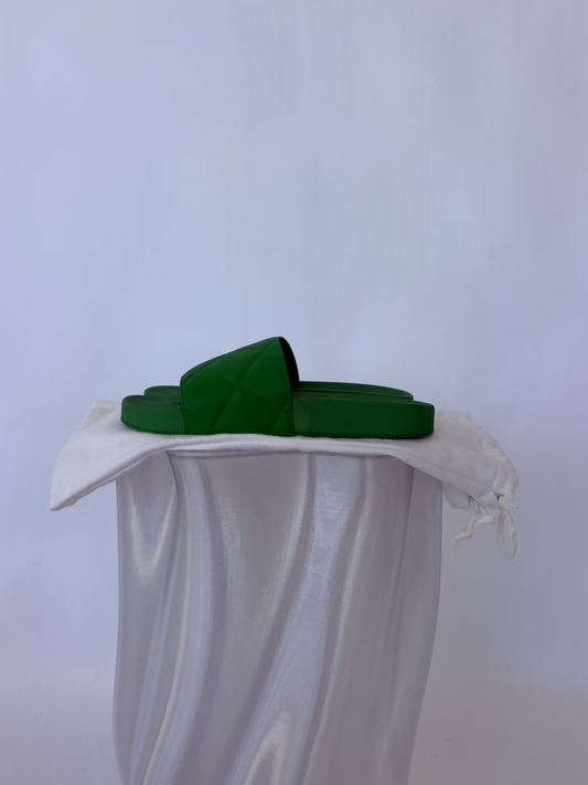 Bottega Veneta Green Rubber Pool Slides