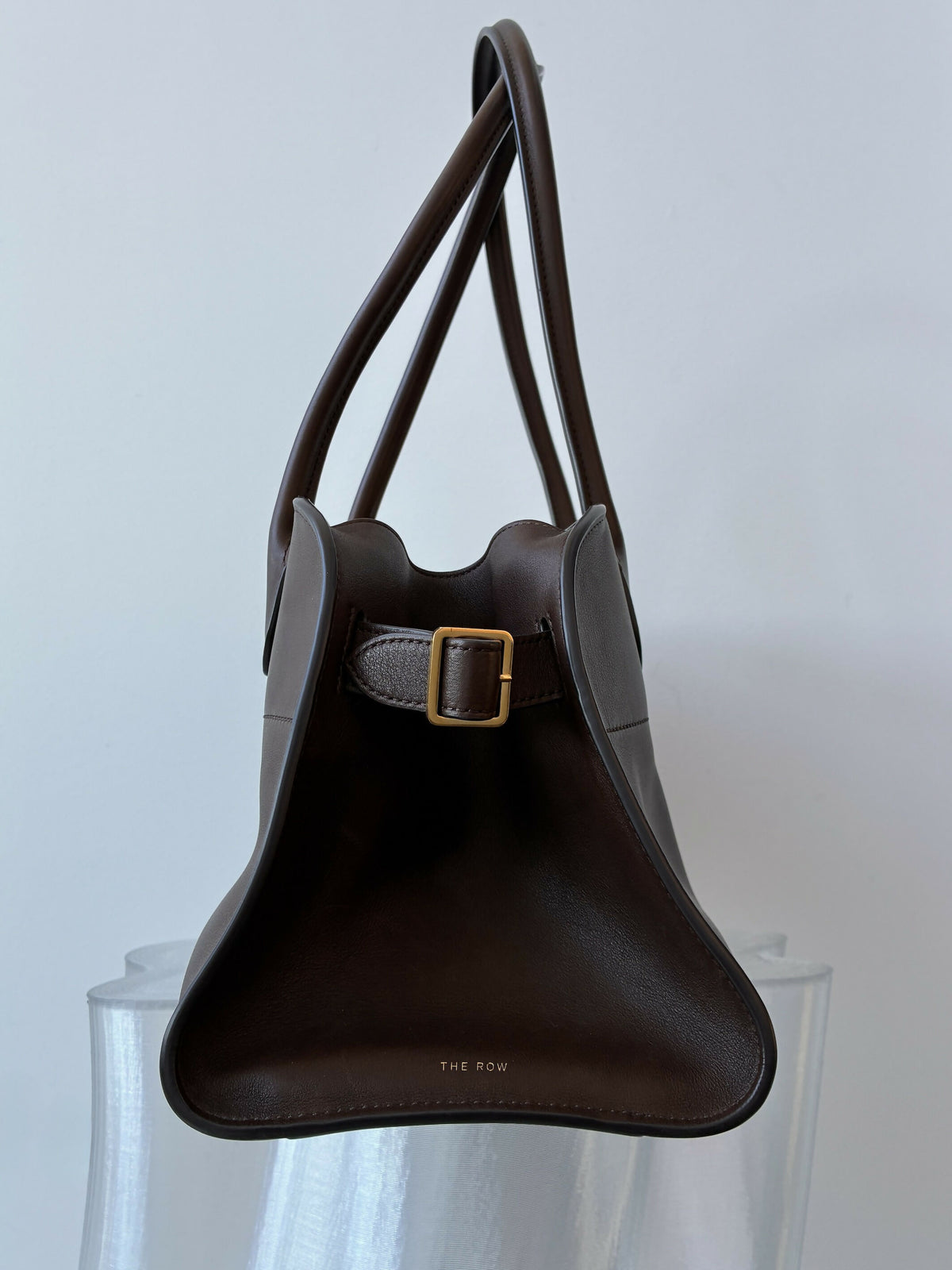 The Row East-West Margaux Dark Brown Leather Bag