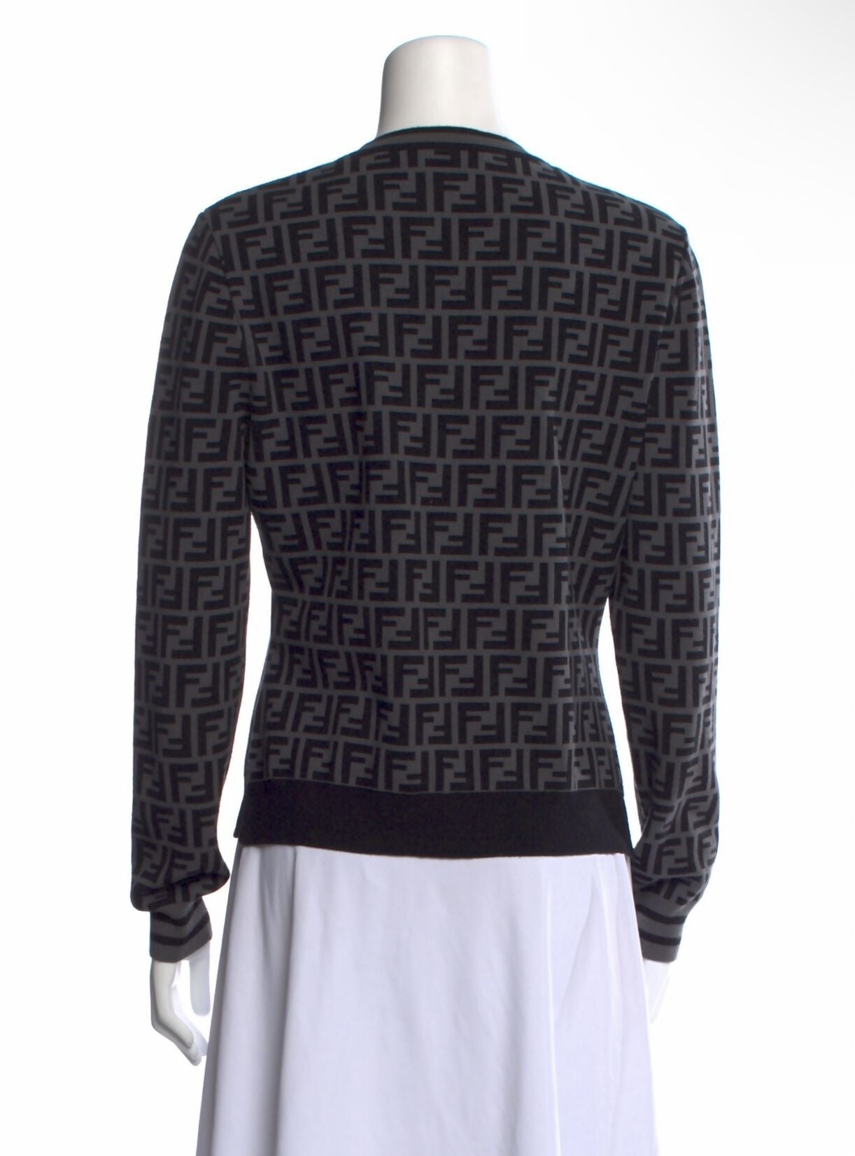 Fendi Grey Black Monogram Knit Pullover EXCHANGE STORE