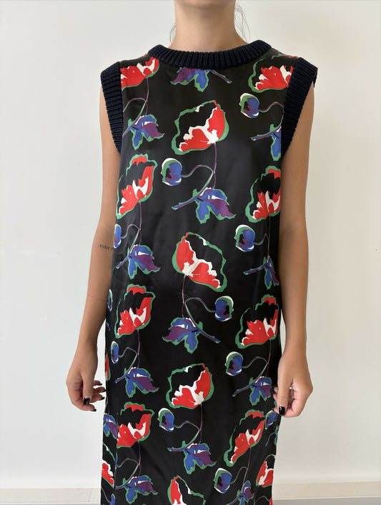 Miu Miu print + knit feature neck and sleeve line