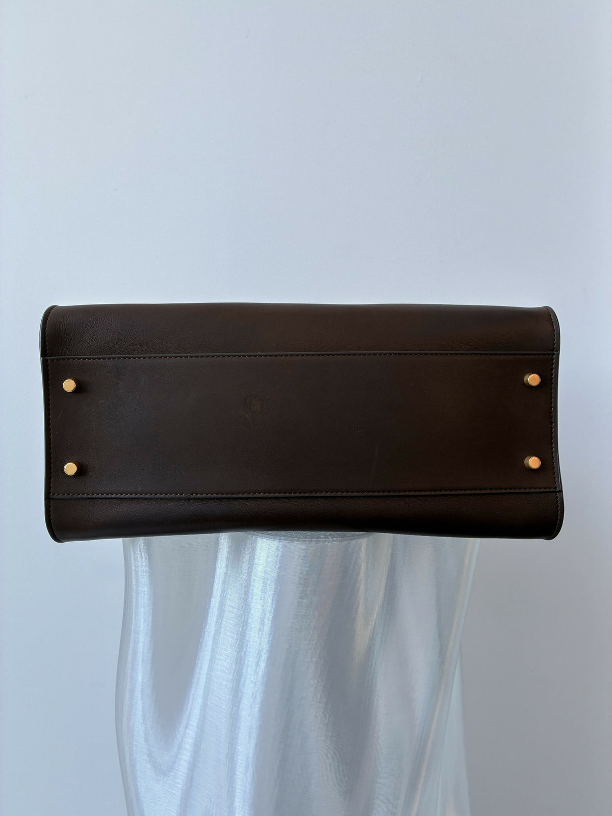 The Row East-West Margaux Dark Brown Leather Bag