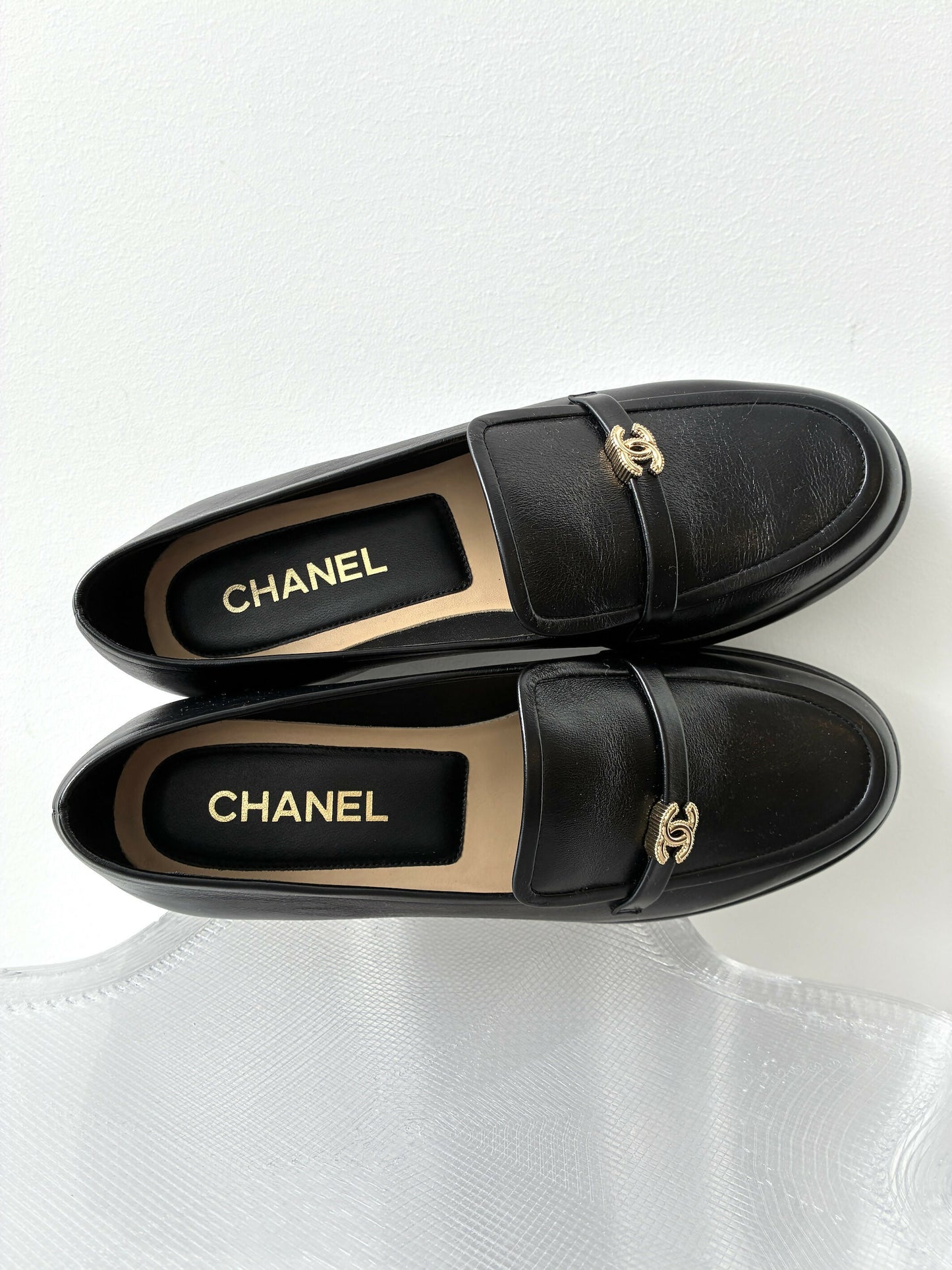 Chanel Shiny Calfskin CC Moccasins